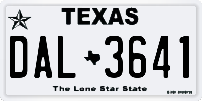 TX license plate DAL3641