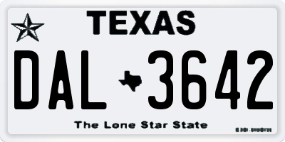TX license plate DAL3642