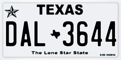 TX license plate DAL3644
