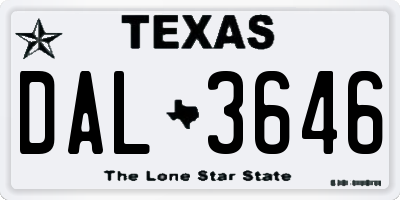 TX license plate DAL3646