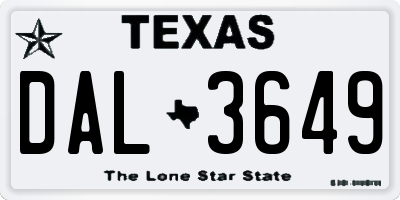 TX license plate DAL3649