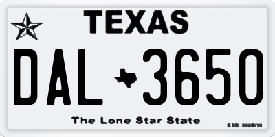 TX license plate DAL3650
