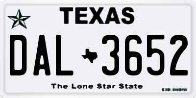 TX license plate DAL3652