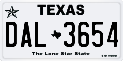 TX license plate DAL3654