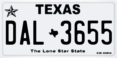 TX license plate DAL3655