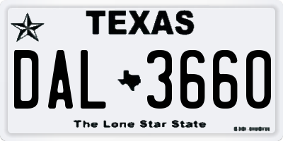 TX license plate DAL3660