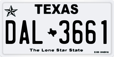 TX license plate DAL3661
