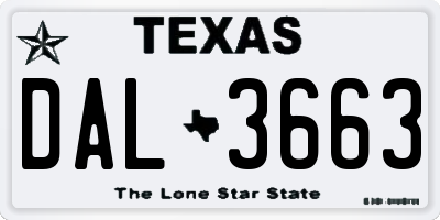 TX license plate DAL3663