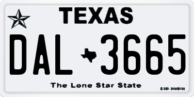 TX license plate DAL3665
