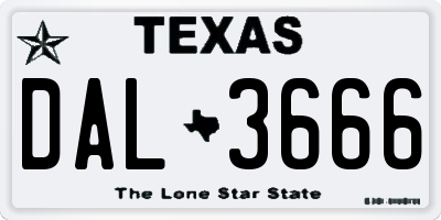 TX license plate DAL3666