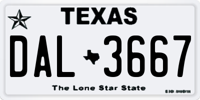 TX license plate DAL3667