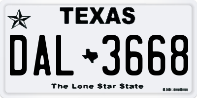 TX license plate DAL3668