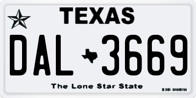 TX license plate DAL3669