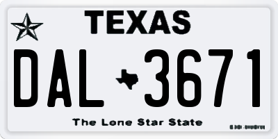 TX license plate DAL3671