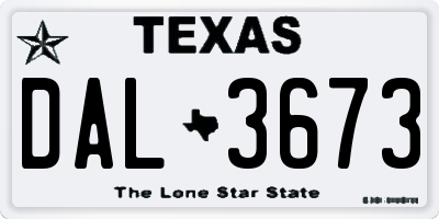 TX license plate DAL3673
