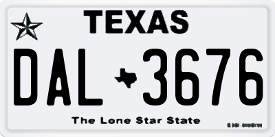 TX license plate DAL3676