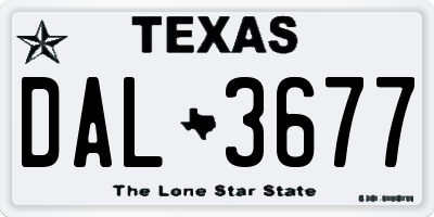 TX license plate DAL3677
