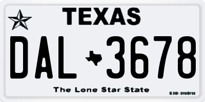 TX license plate DAL3678
