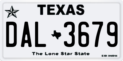 TX license plate DAL3679