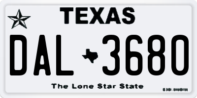 TX license plate DAL3680