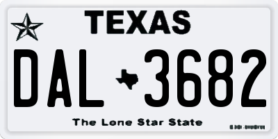 TX license plate DAL3682