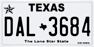 TX license plate DAL3684