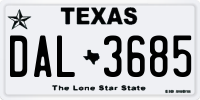 TX license plate DAL3685