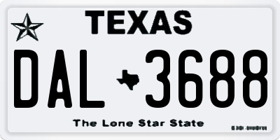 TX license plate DAL3688