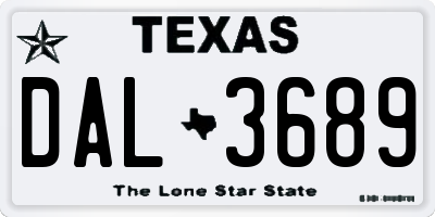 TX license plate DAL3689