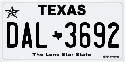 TX license plate DAL3692