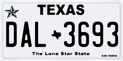 TX license plate DAL3693