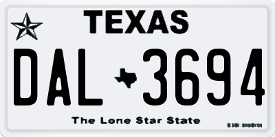 TX license plate DAL3694
