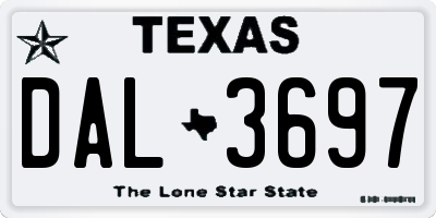 TX license plate DAL3697