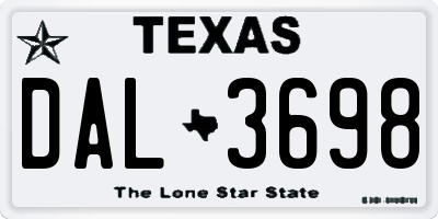 TX license plate DAL3698