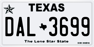 TX license plate DAL3699