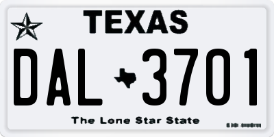 TX license plate DAL3701
