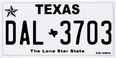 TX license plate DAL3703