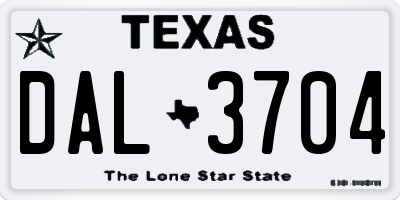 TX license plate DAL3704