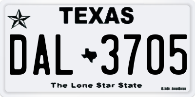 TX license plate DAL3705