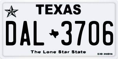 TX license plate DAL3706