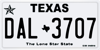 TX license plate DAL3707