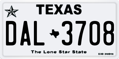 TX license plate DAL3708