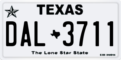 TX license plate DAL3711