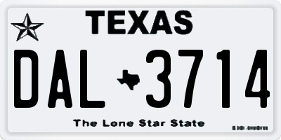 TX license plate DAL3714