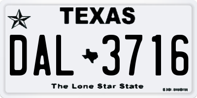 TX license plate DAL3716