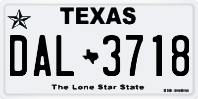 TX license plate DAL3718