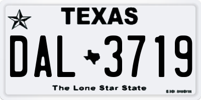 TX license plate DAL3719