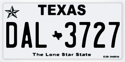 TX license plate DAL3727