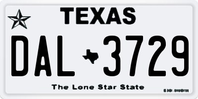 TX license plate DAL3729