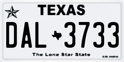 TX license plate DAL3733